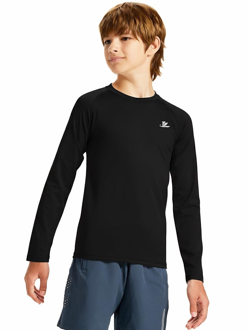 DEVOROPA Youth Boys Compression Shirt Long Sleeve Football Baseball Undershirt Quick Dry Sports Baselayer Black XS - Image 2